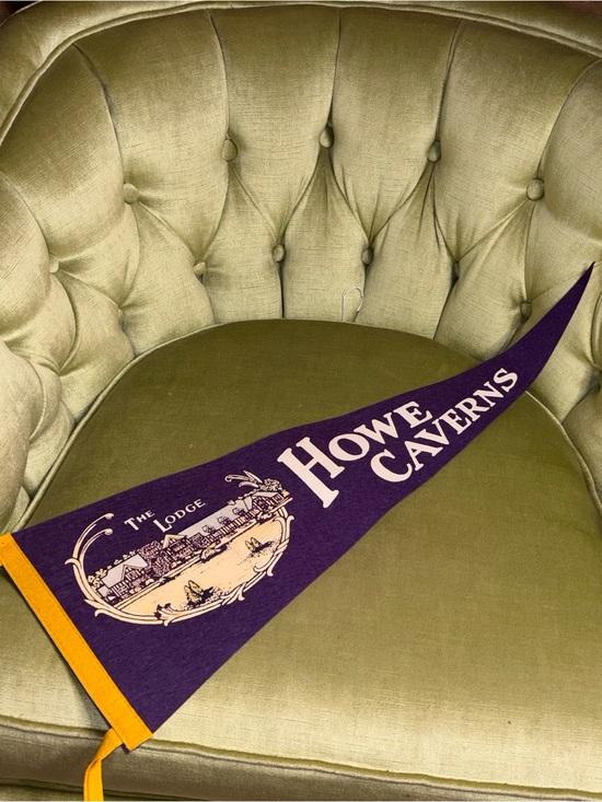 Howe cavern Other - Vintage Antique Howe Caverns Chinese Pagoda Felt Pennant Flag Purple Souvenir